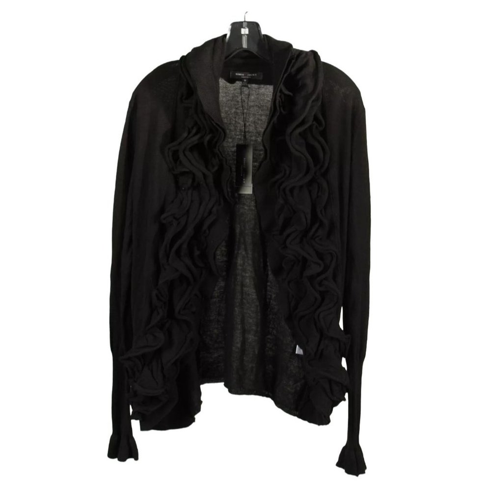 NWT Romeo and Juliet Couture Women's Black Ruffle Cardigan Sweater Size M